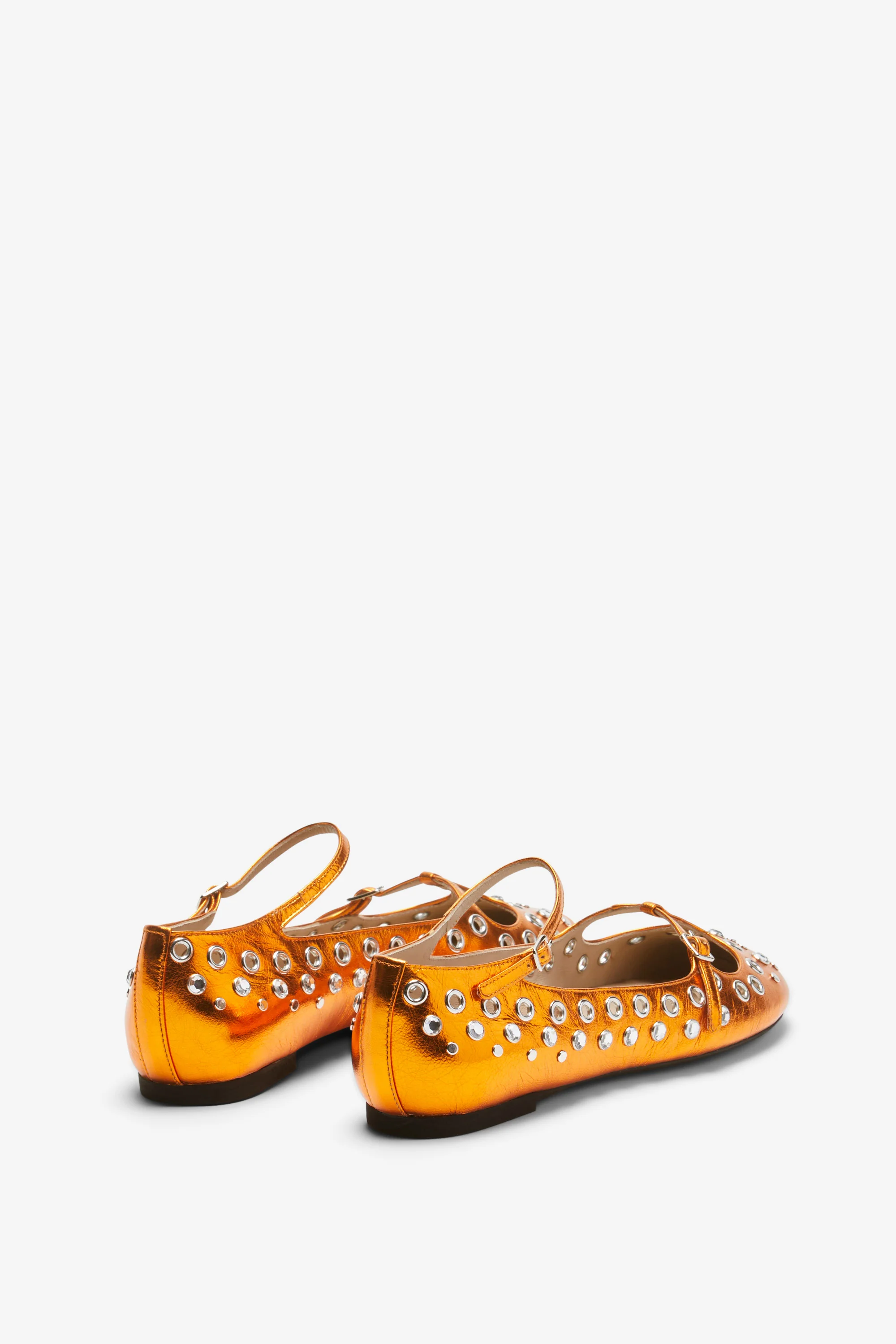 Ballerine punta tonda in pelle laminata con borchie - Image 3
