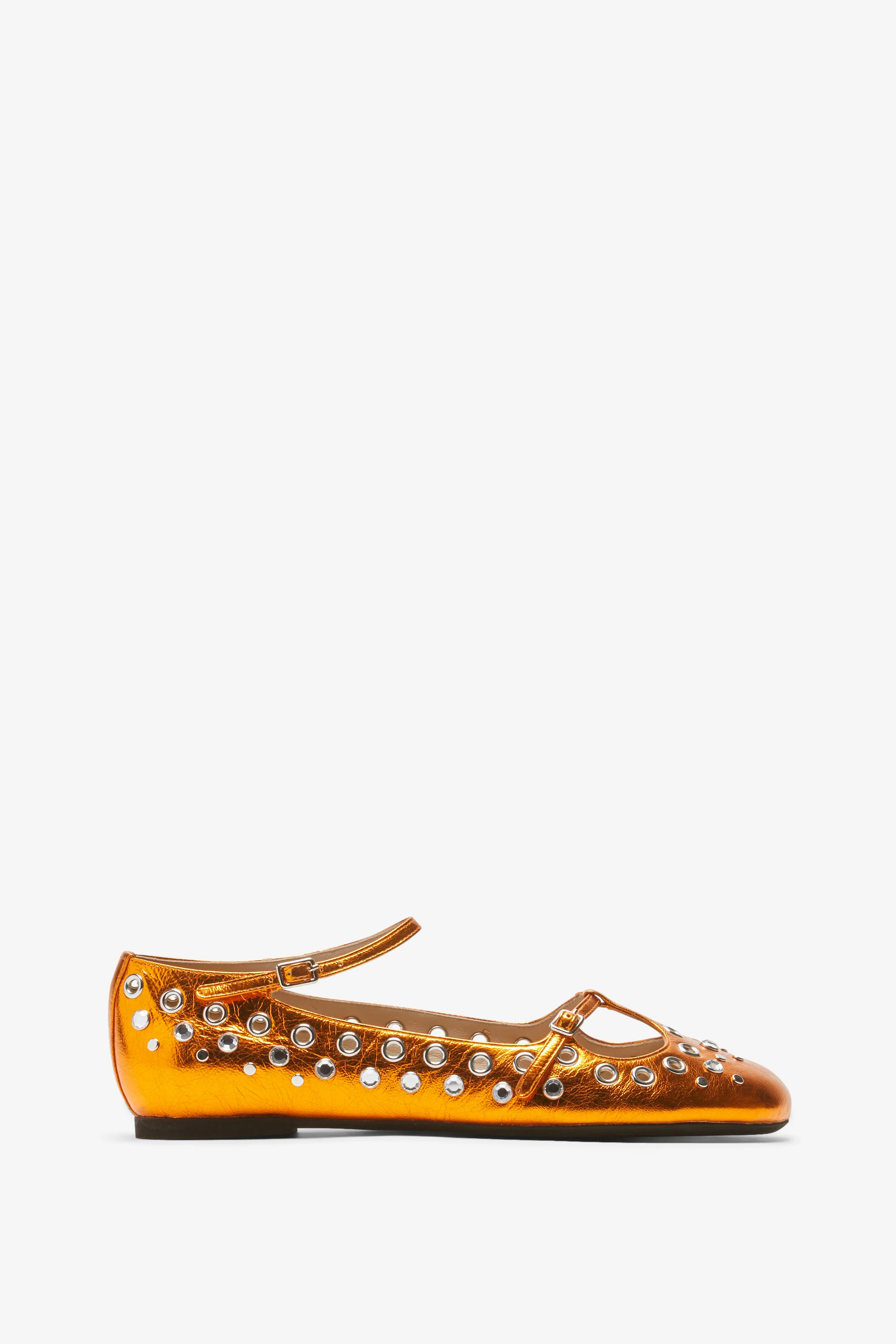 Ballerine punta tonda in pelle laminata con borchie - Image 4