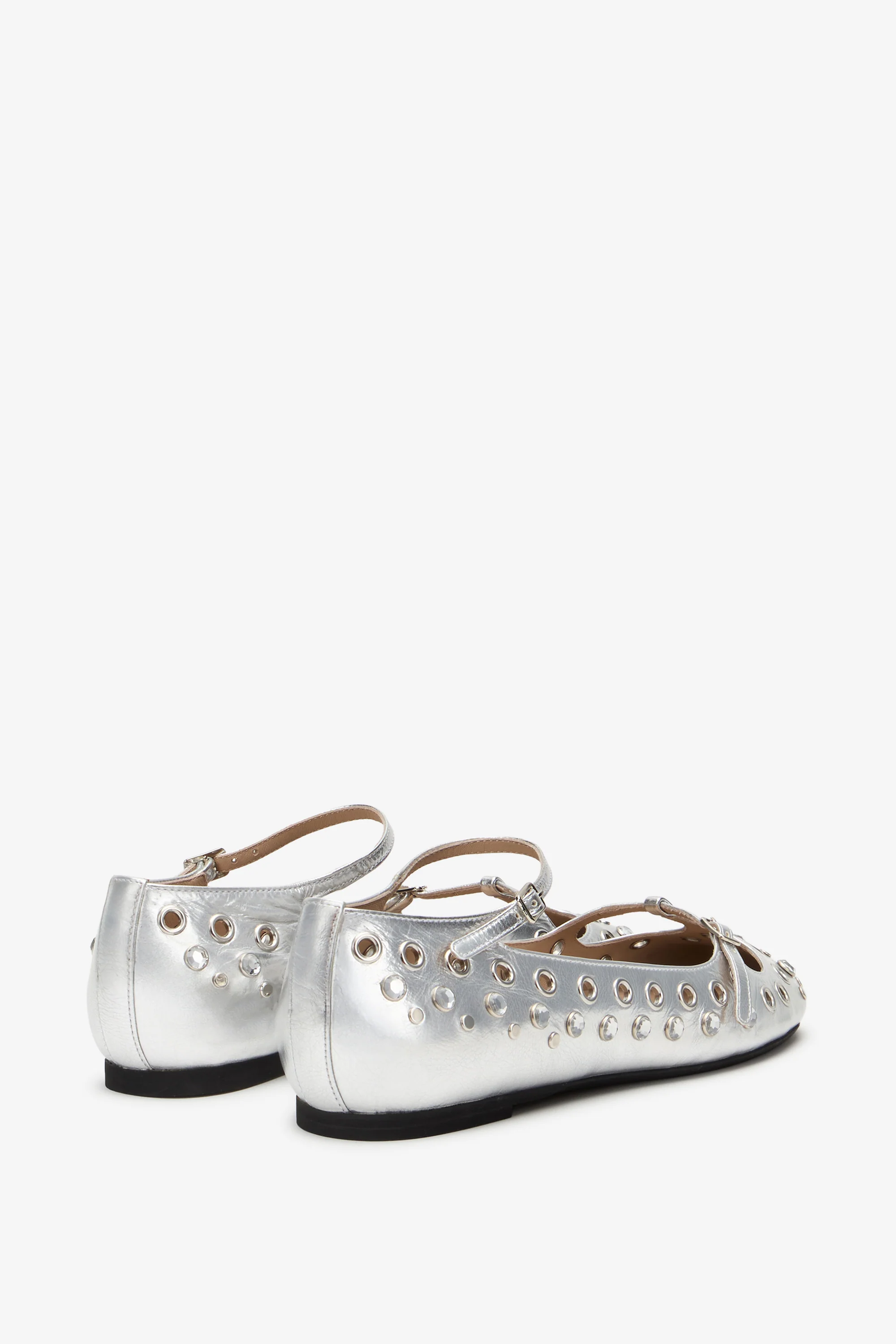 Ballerine punta tonda in pelle laminata con borchie - Image 4