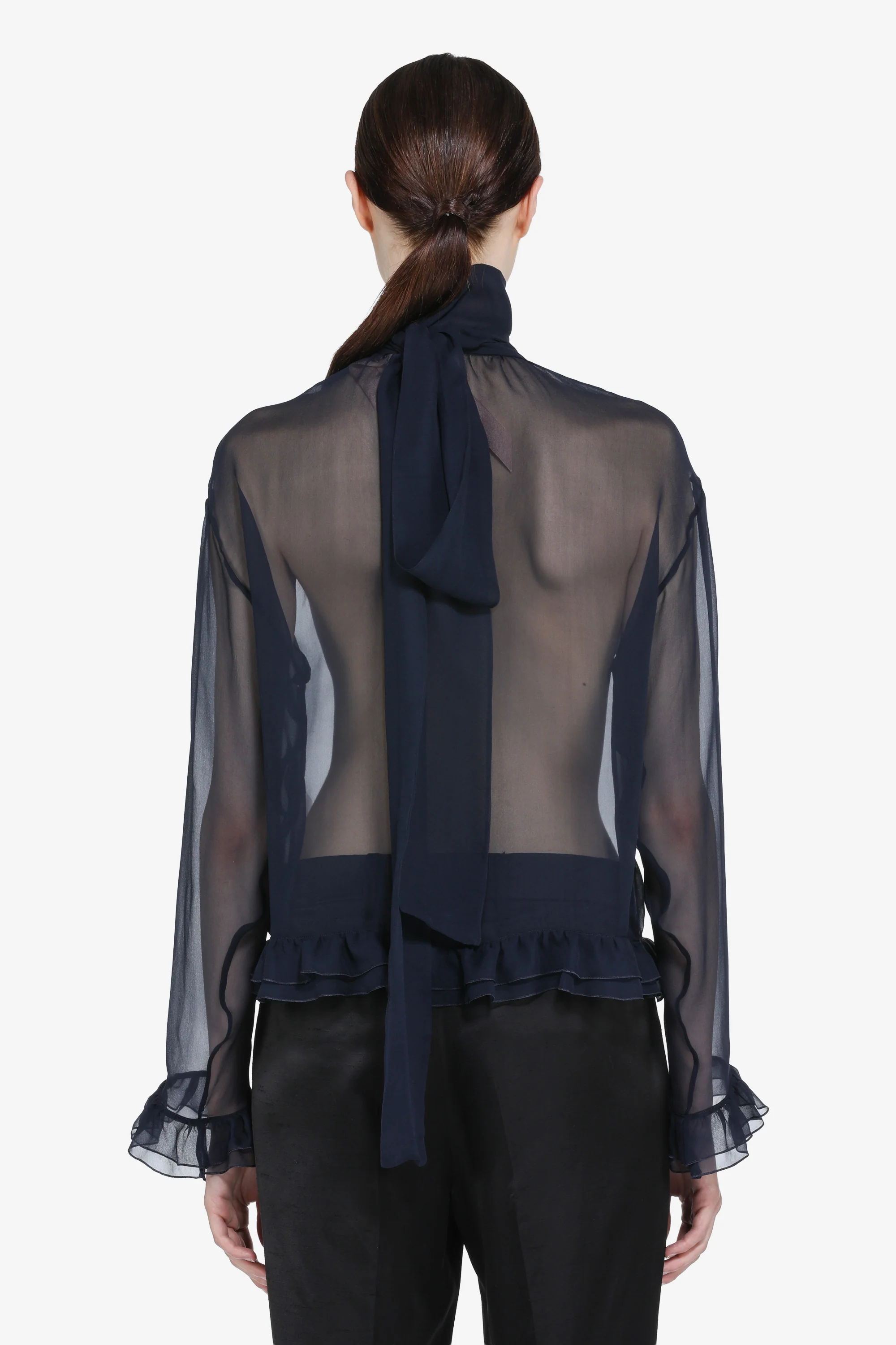 Blusa trasparente con fiocco - Image 3