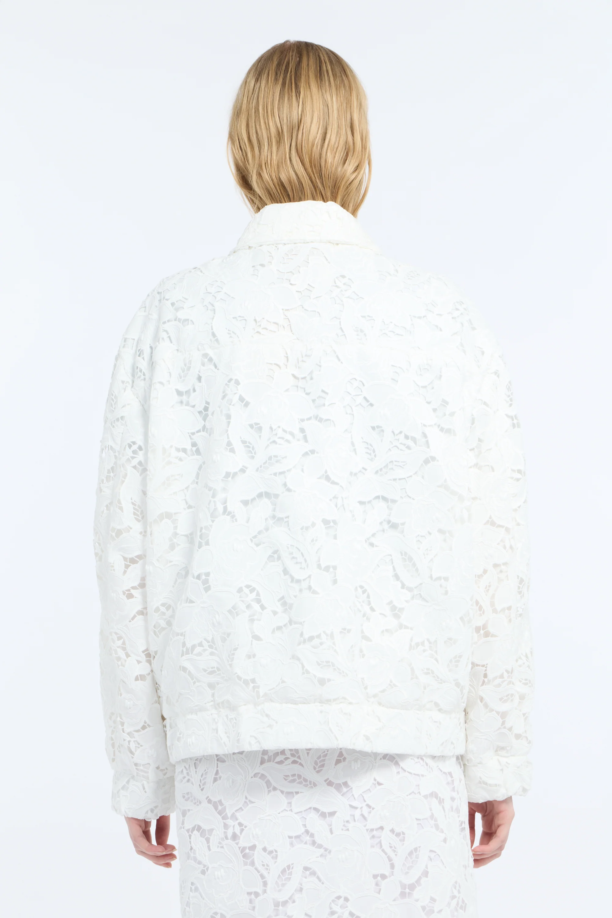 Bomber jacket over in pizzo Sangallo rebrodè - Image 3