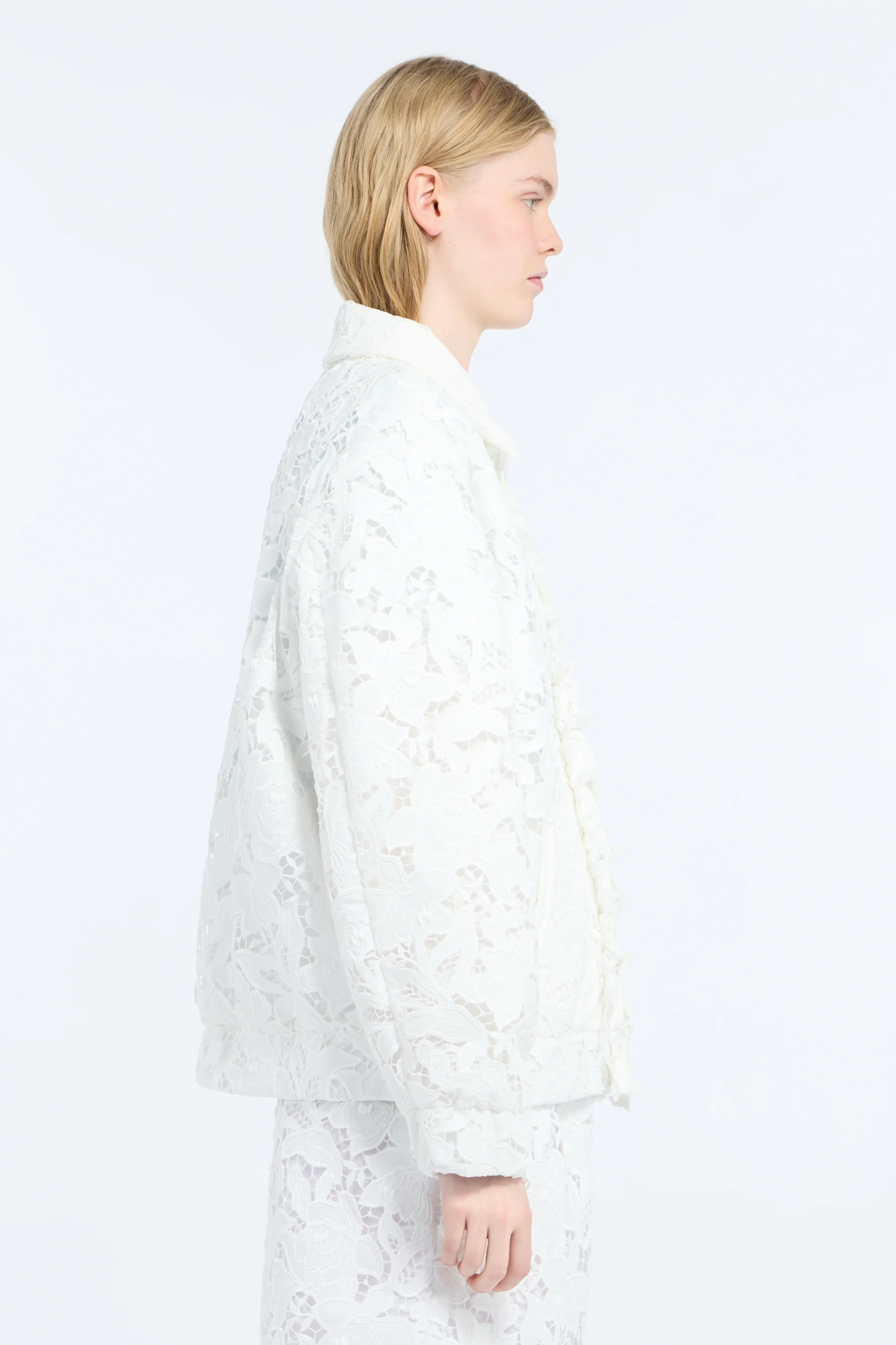 Bomber jacket over in pizzo Sangallo rebrodè - Image 4