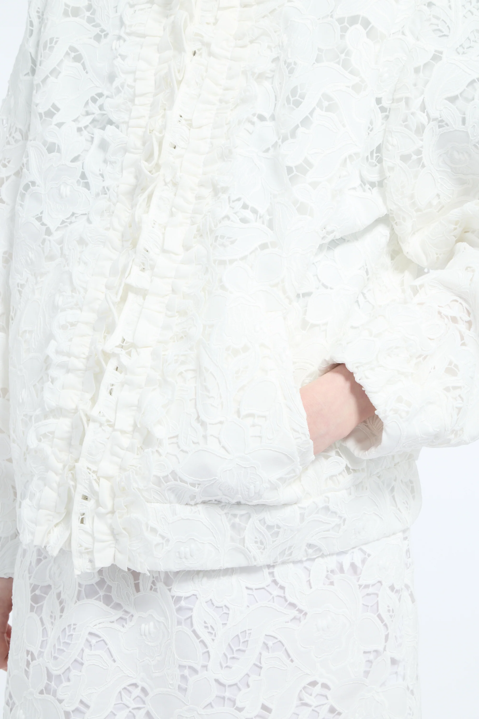 Bomber jacket over in pizzo Sangallo rebrodè - Image 5