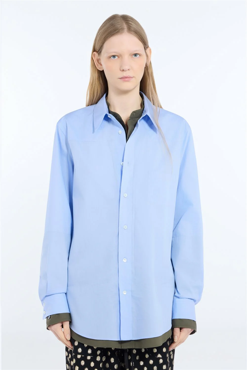 Camicia in cotone con effetto doppia camicia