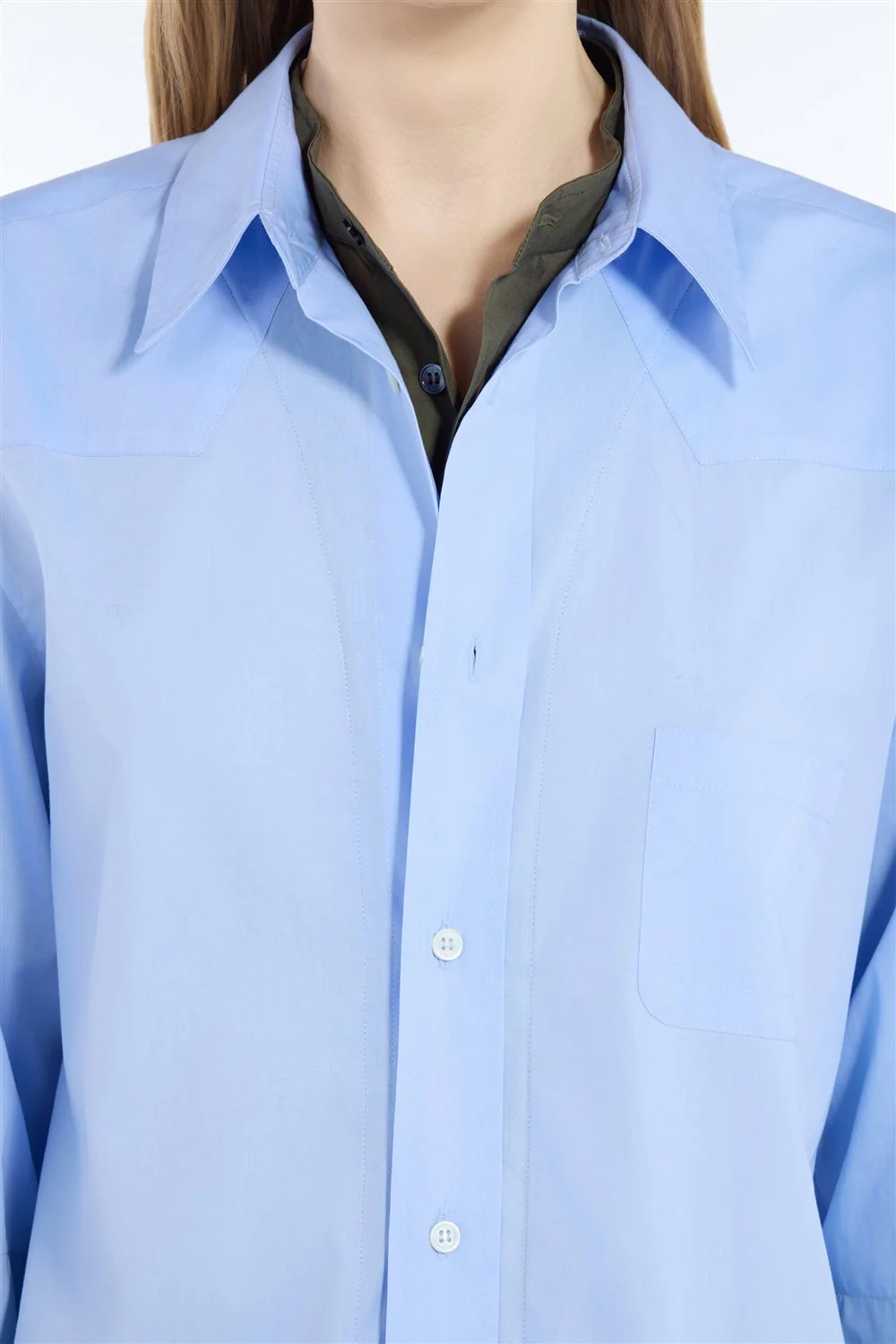 Camicia in cotone con effetto doppia camicia - Image 5