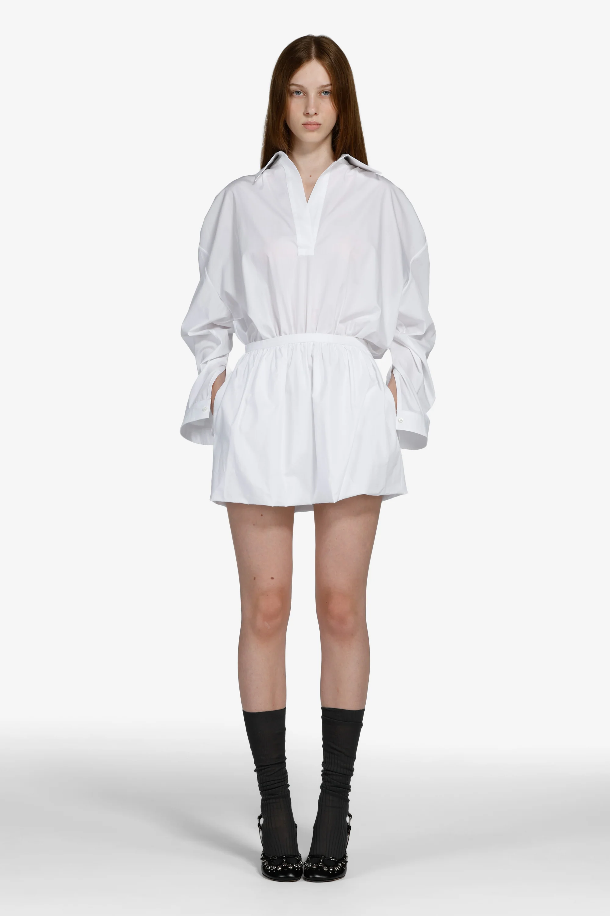 Camicia vestito con elastico in vita