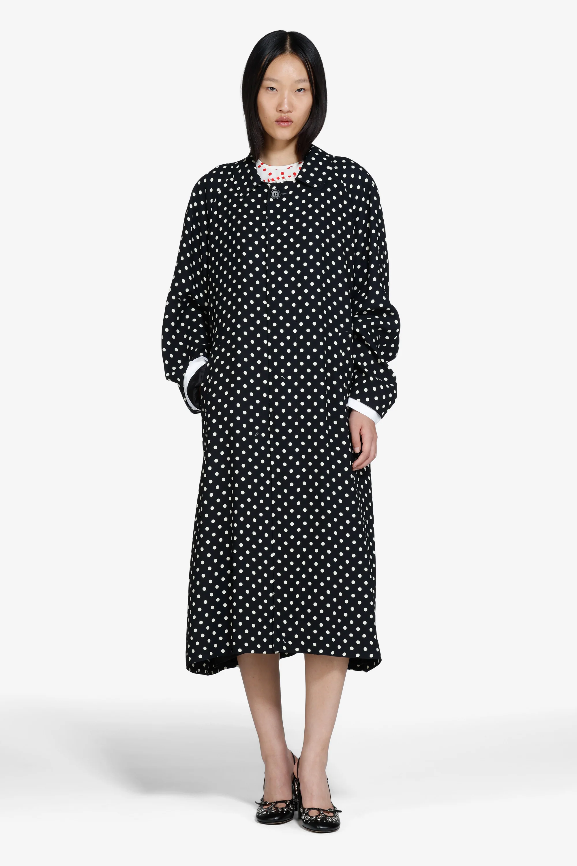 Cappotto lungo a pois