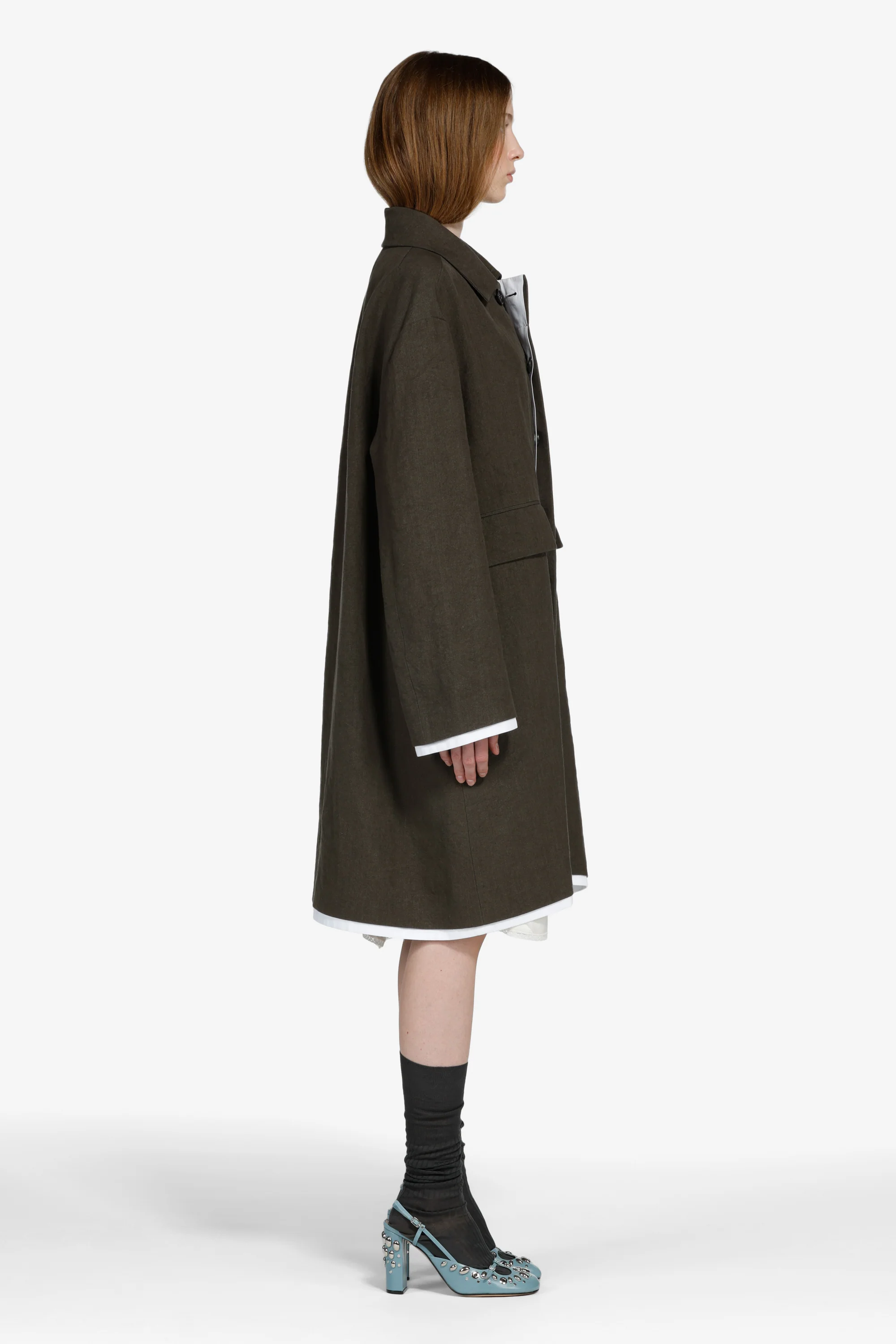Cappotto monopetto con orlo a contrasto - Image 3