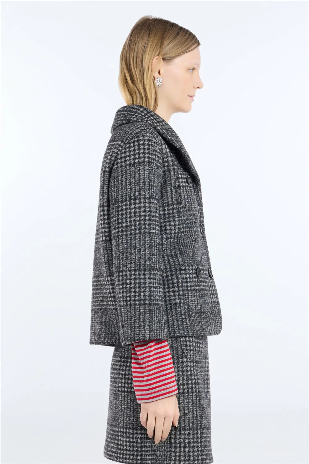 Giacca in lana principe di galles con tasche frontali - Image 4