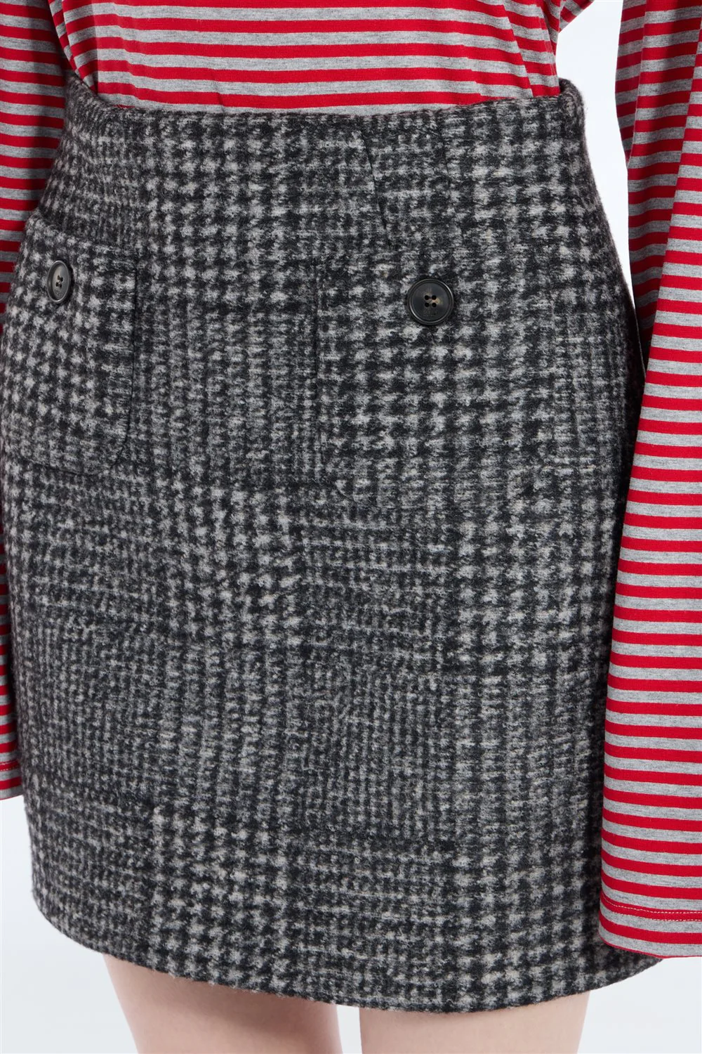 Gonna mini in tessuto scozzese con tasche laterali - Image 5