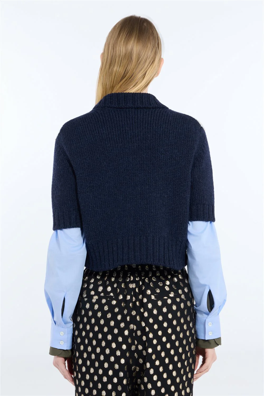 Maglia a polo cropped in lana - Image 2