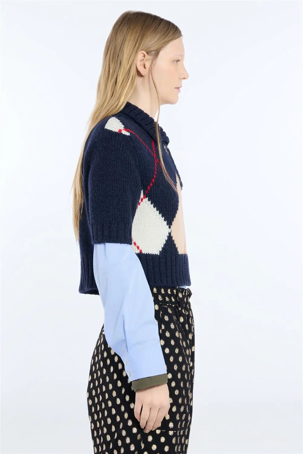 Maglia a polo cropped in lana - Image 3