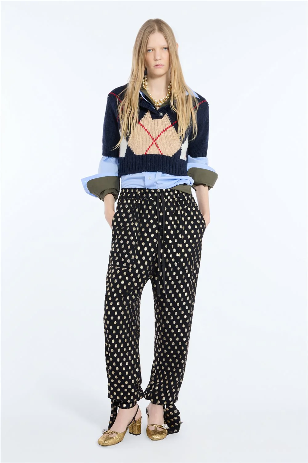 Maglia a polo cropped in lana - Image 4