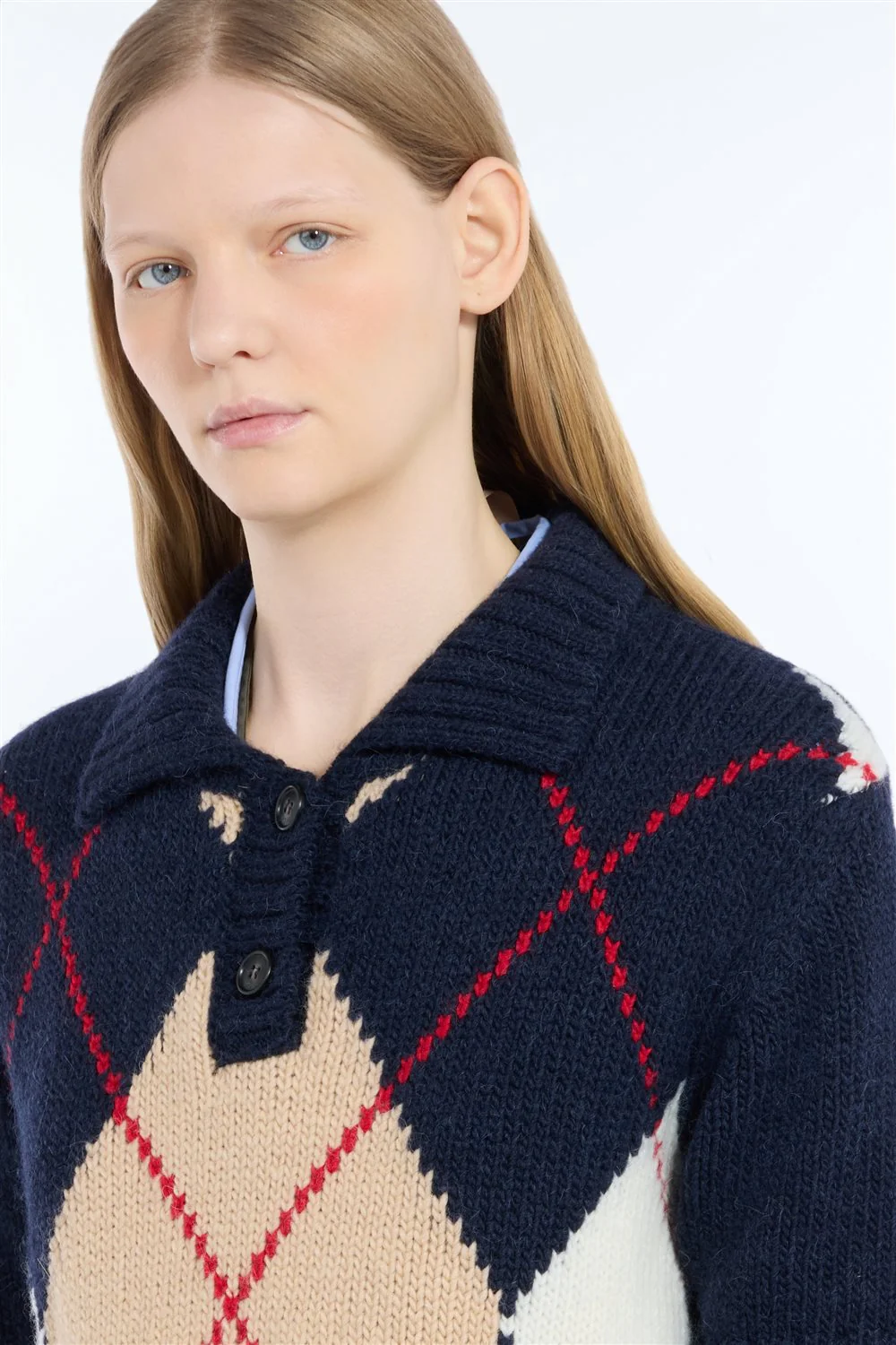 Maglia a polo cropped in lana - Image 5