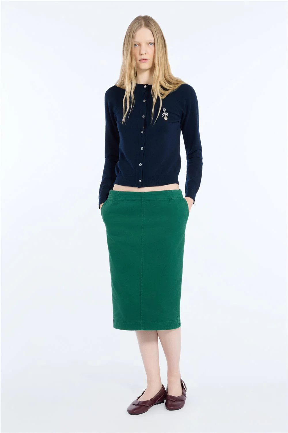 Maglia cardigan in lana con applicazione gioiello - Image 4