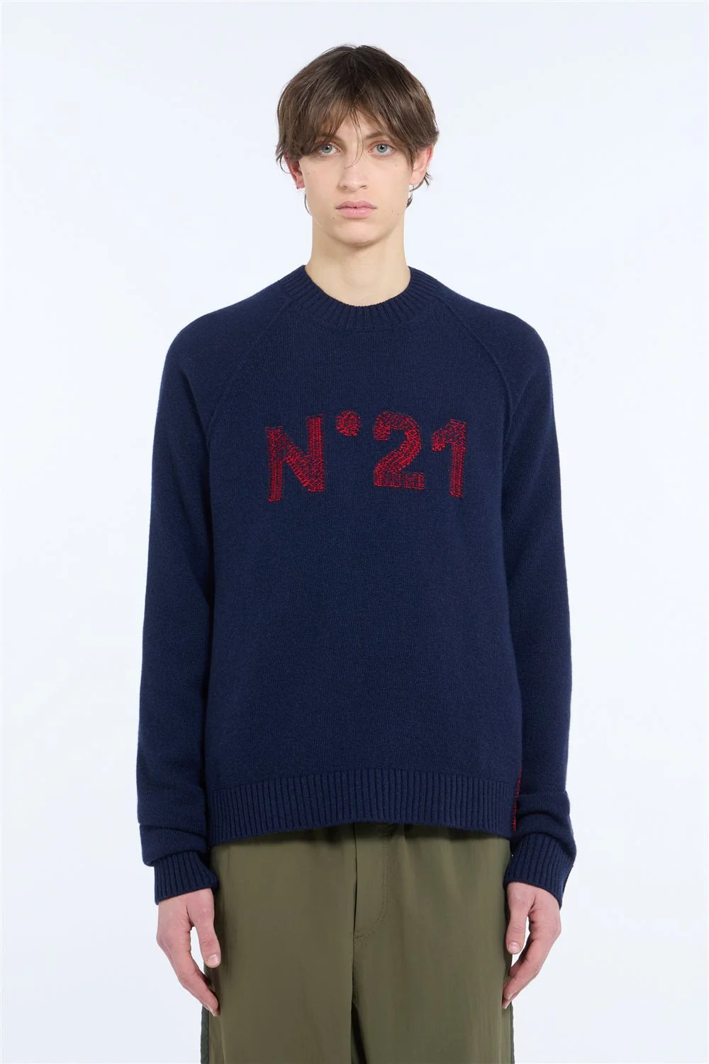 Maglia girocollo in lana con logo