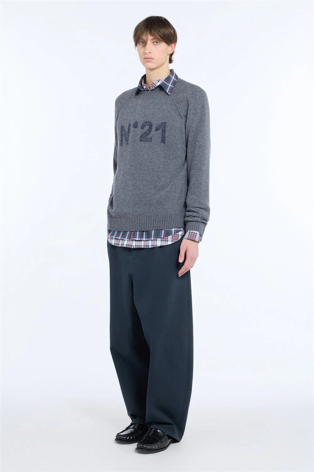 Maglia girocollo in lana con logo jacquard - Image 4