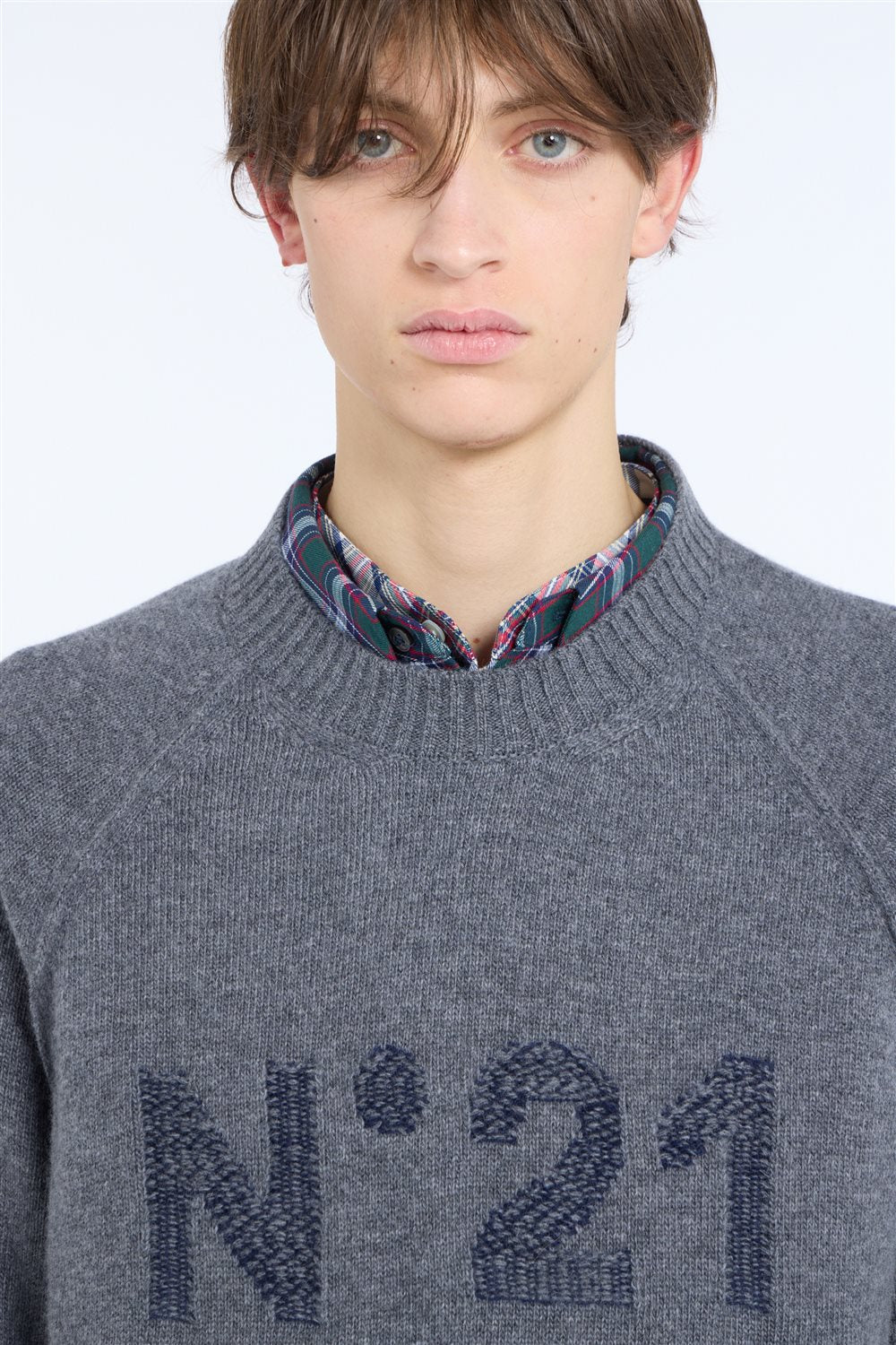 Maglia girocollo in lana con logo jacquard - Image 5