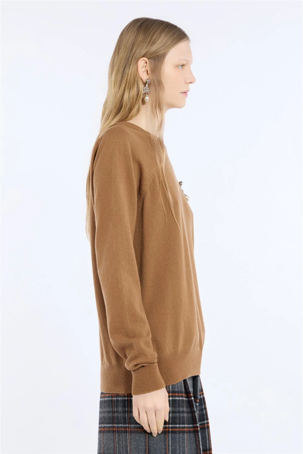 Maglia girocollo in lana con applicazione gioiello - Image 3