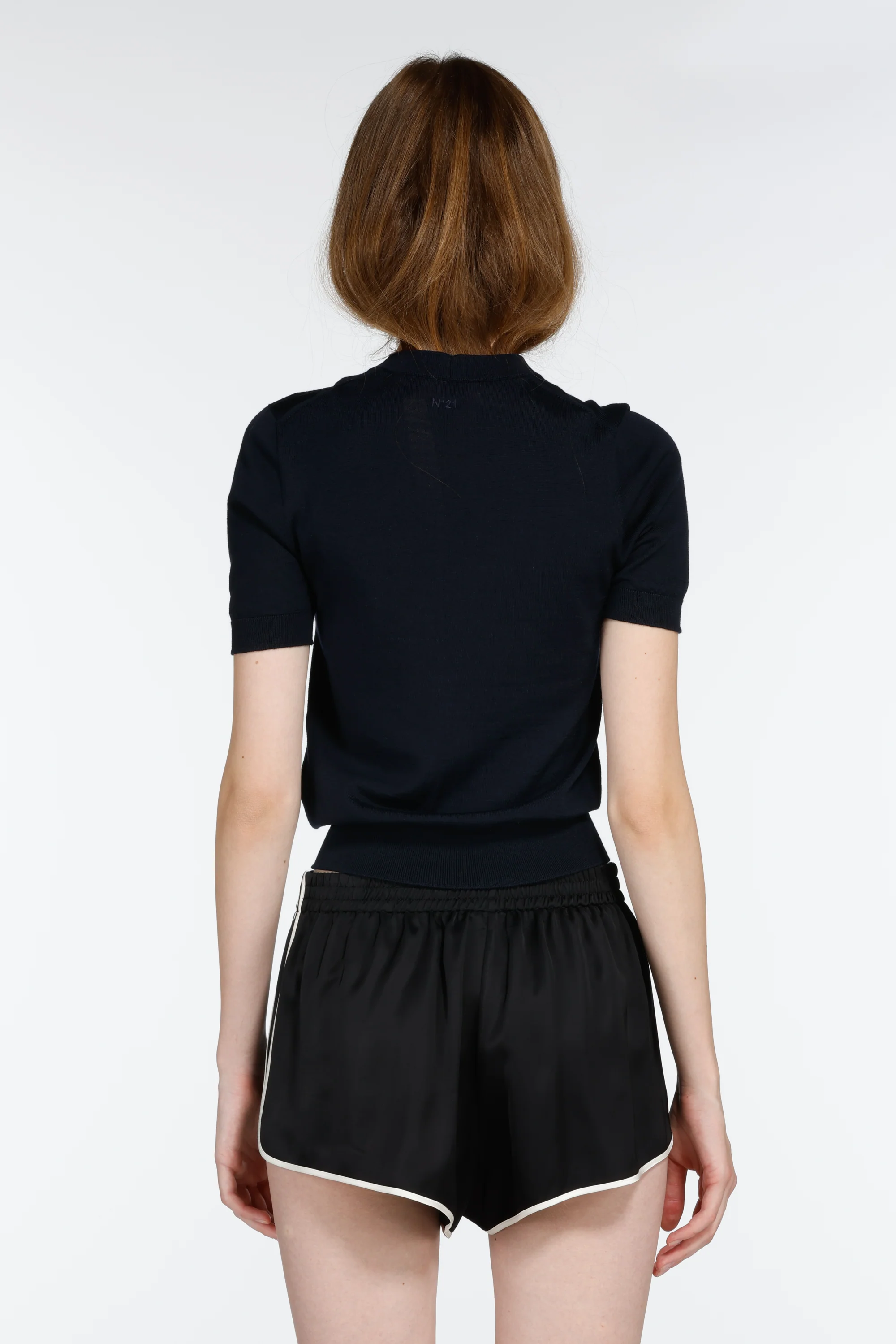 Maglia girocollo a maniche corte con disegno jacquard - Image 3