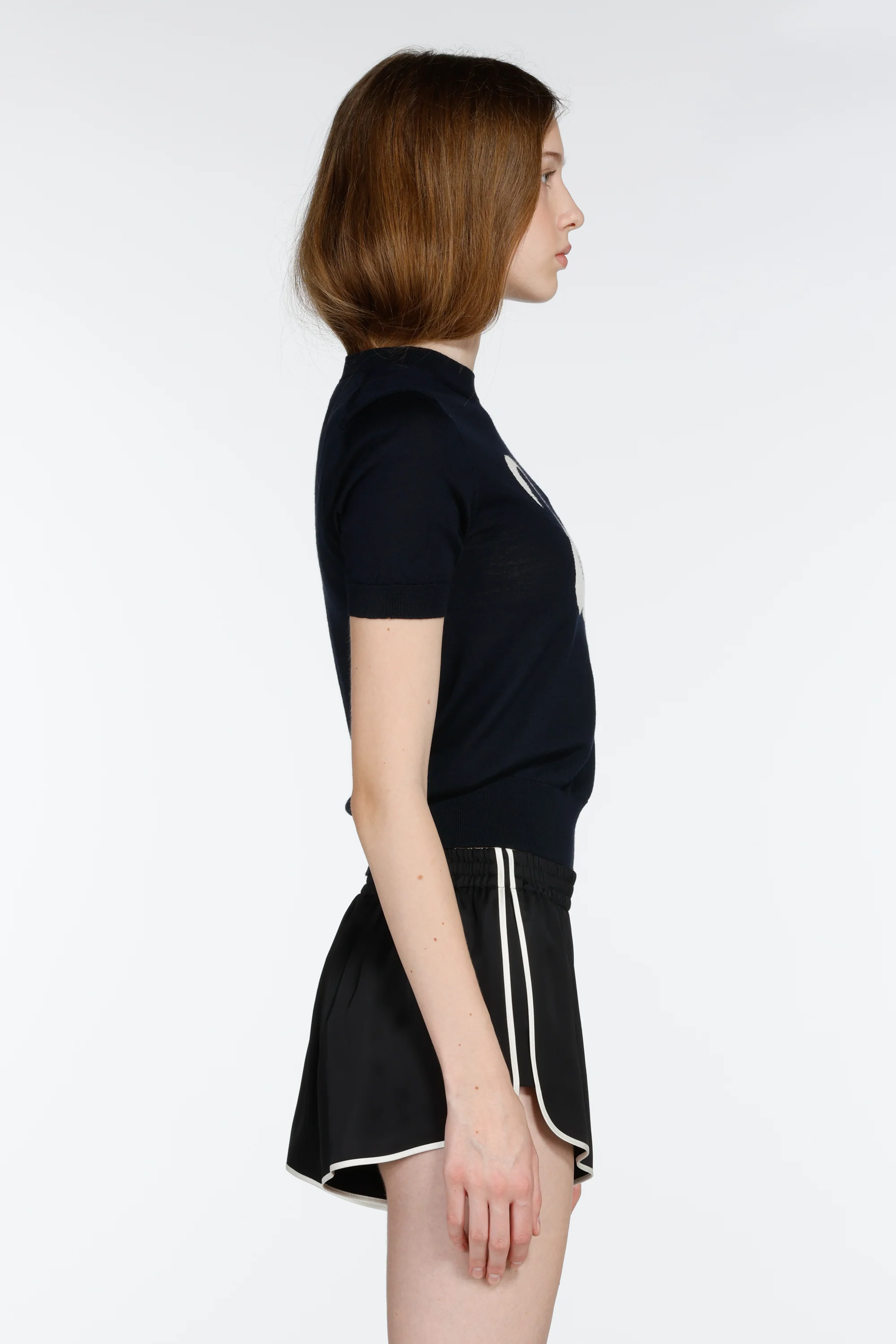 Maglia girocollo a maniche corte con disegno jacquard - Image 4