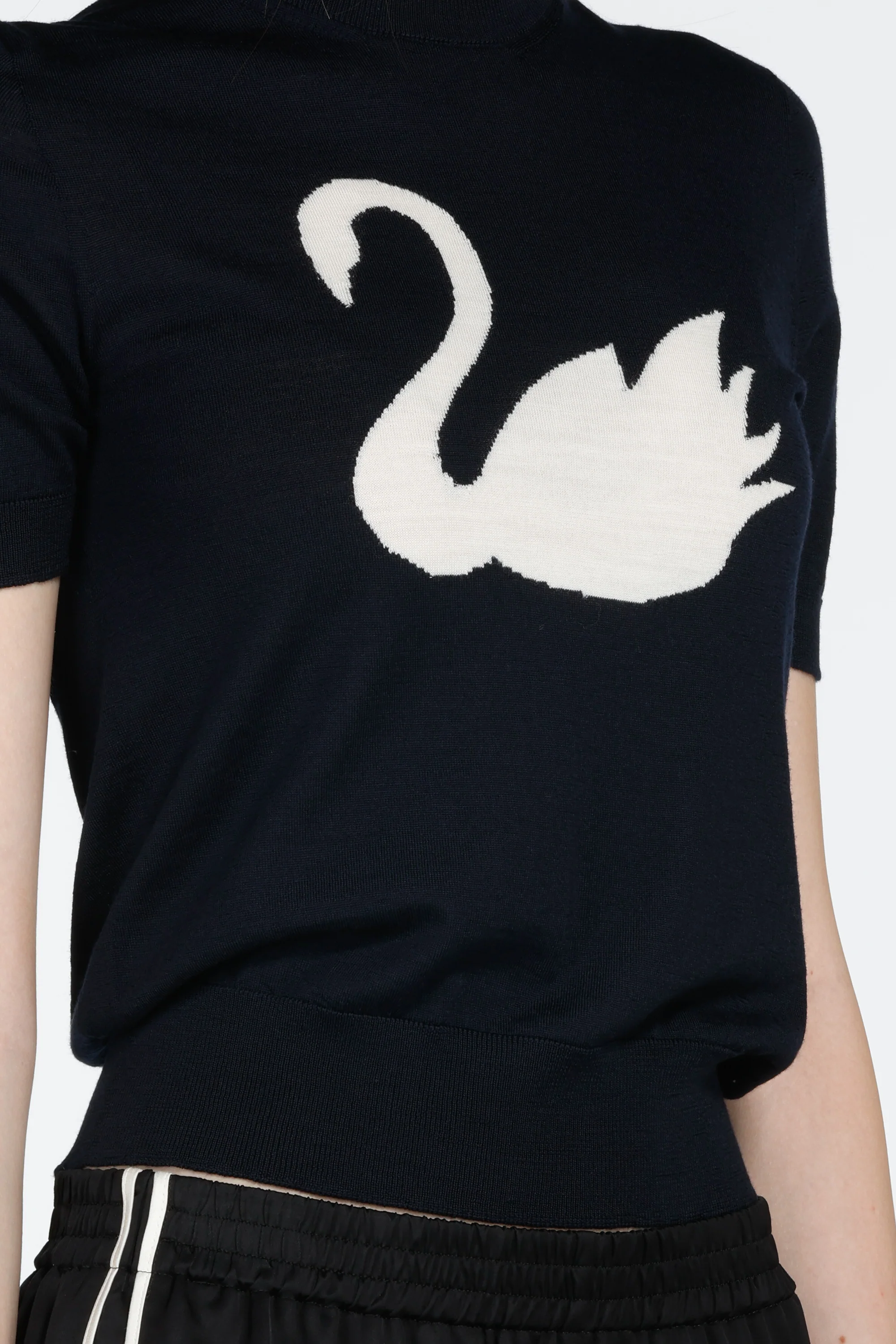Maglia girocollo a maniche corte con disegno jacquard - Image 5