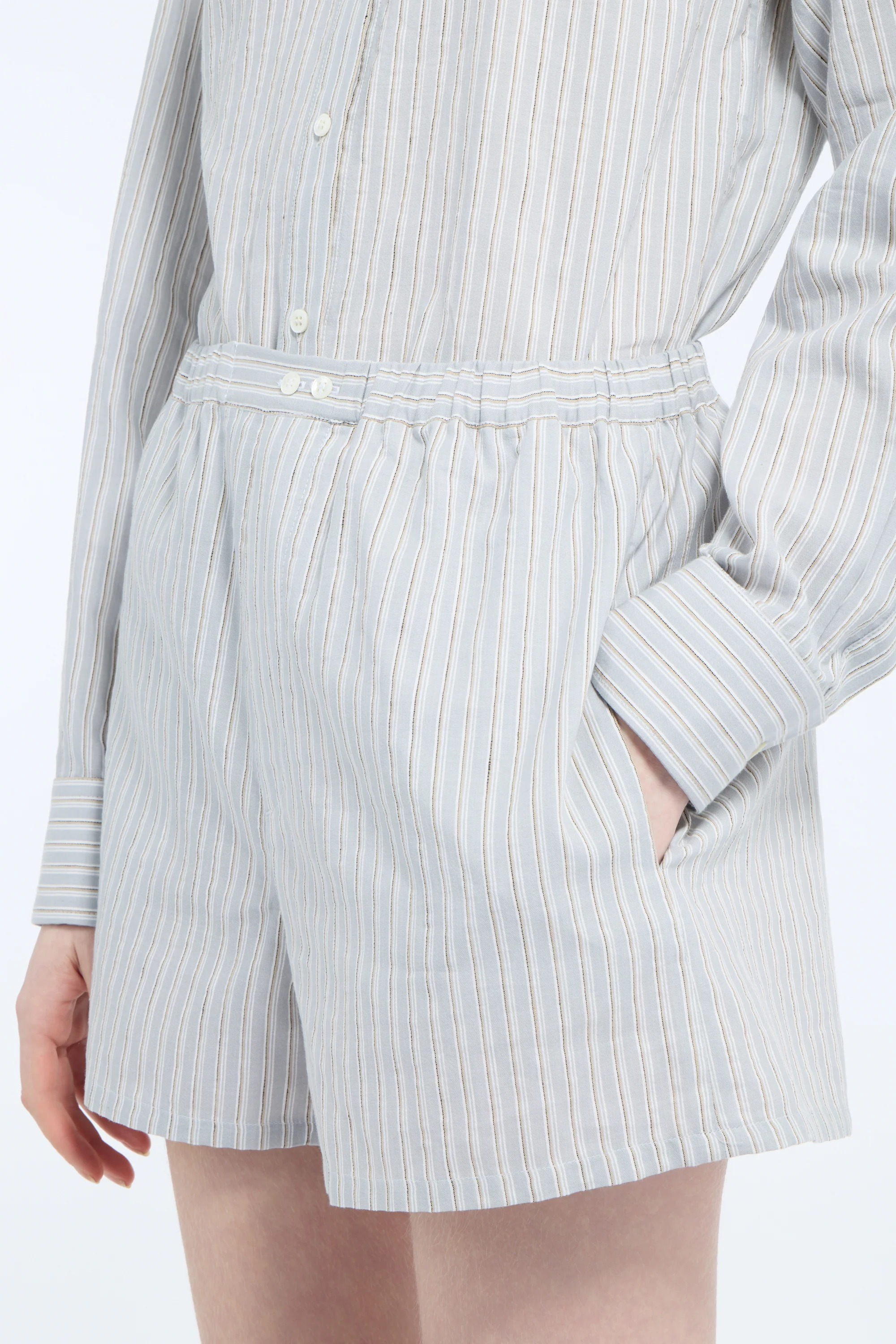 Pantaloncino in mussola di cotone e lino - Image 5