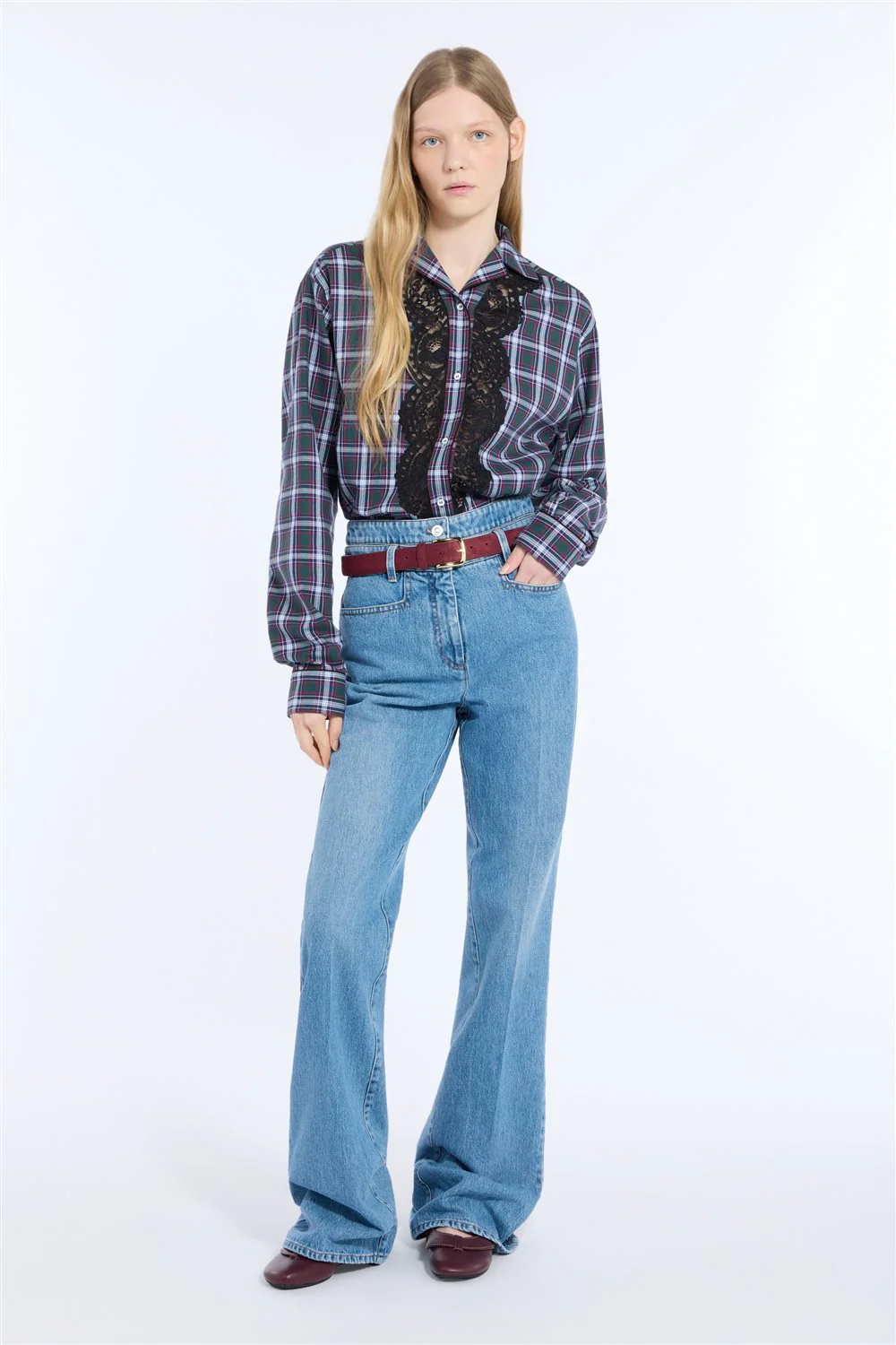 Pantalone 5 tasche in tessuto denim