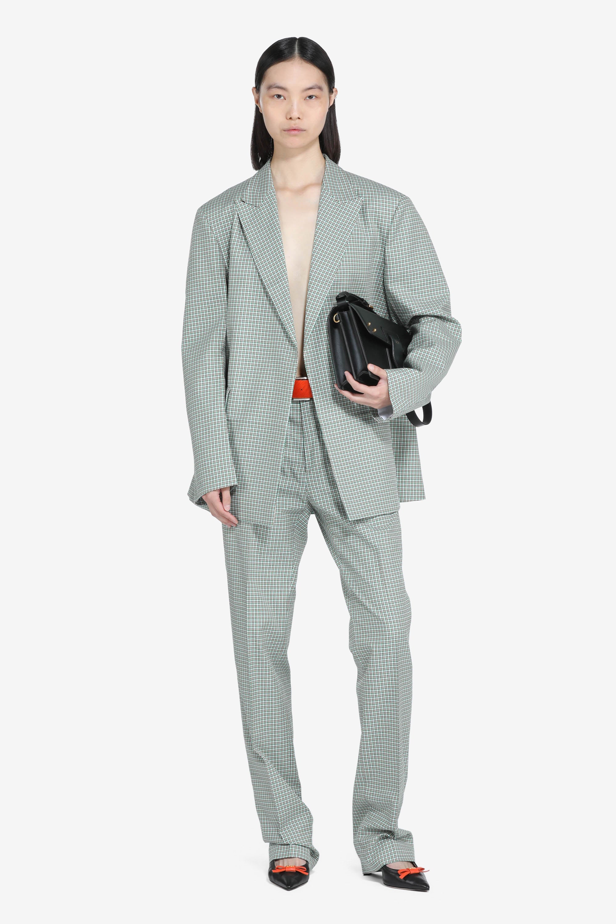 Pantalone dritto con stampa a quadretti