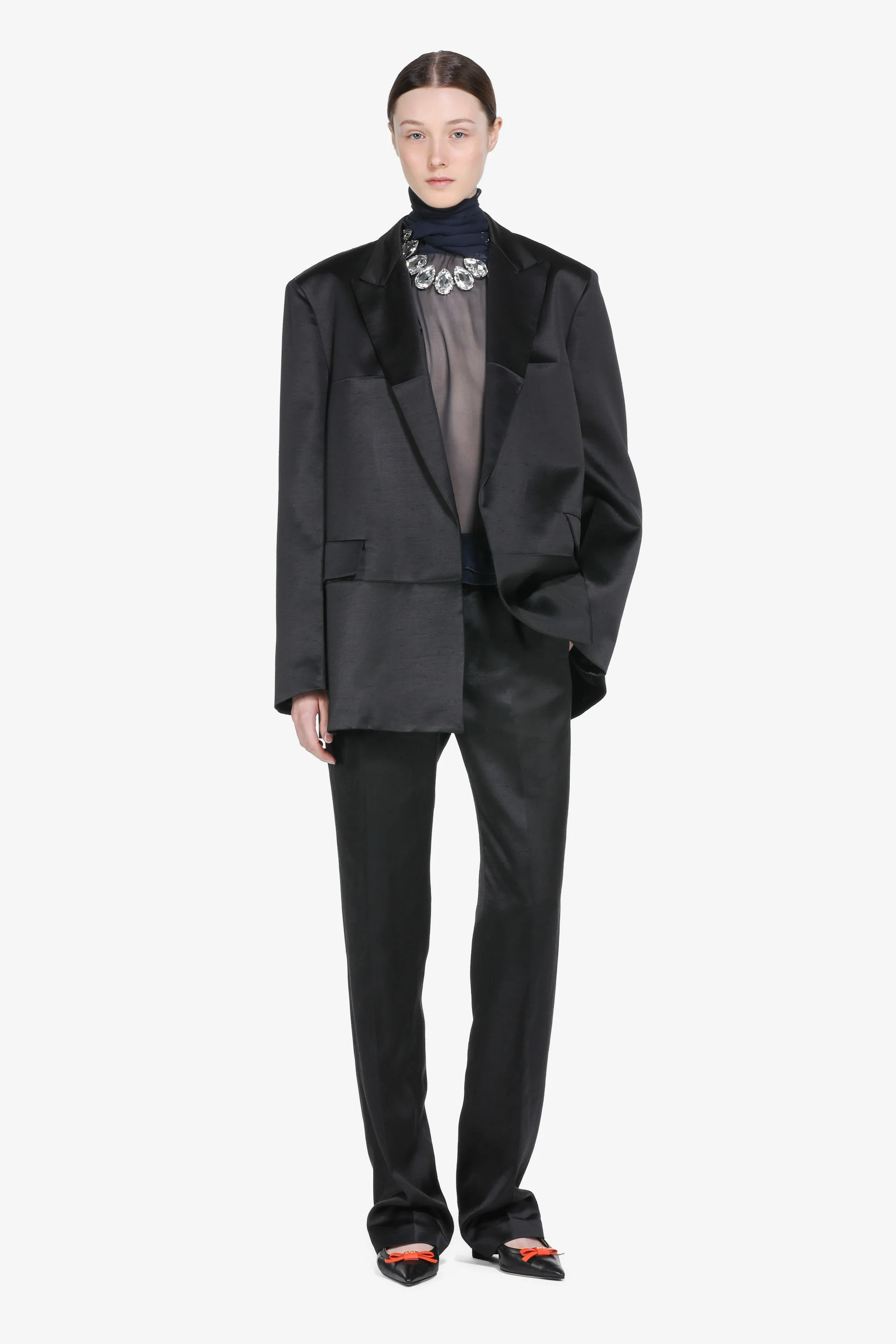 Pantalone dritto in shantung