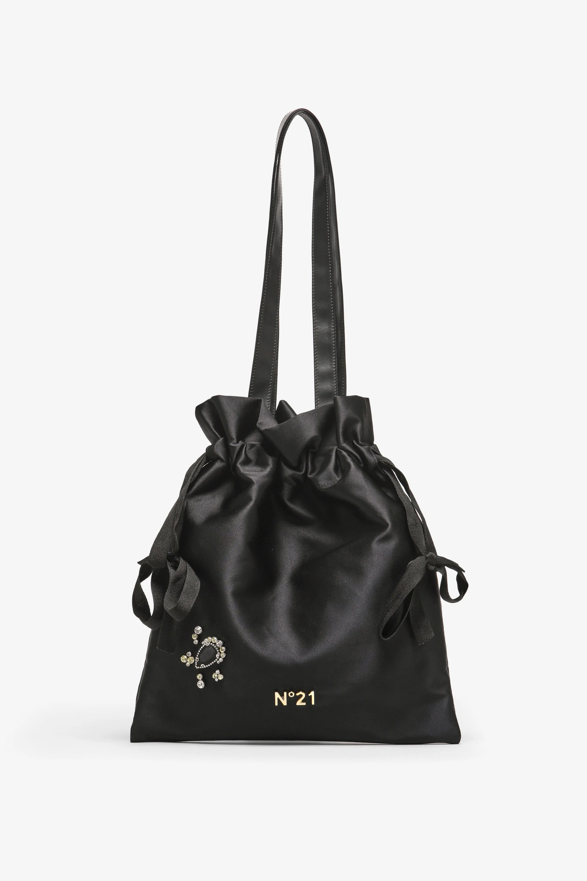 Pouch Bag in satin con dettagli gioiello