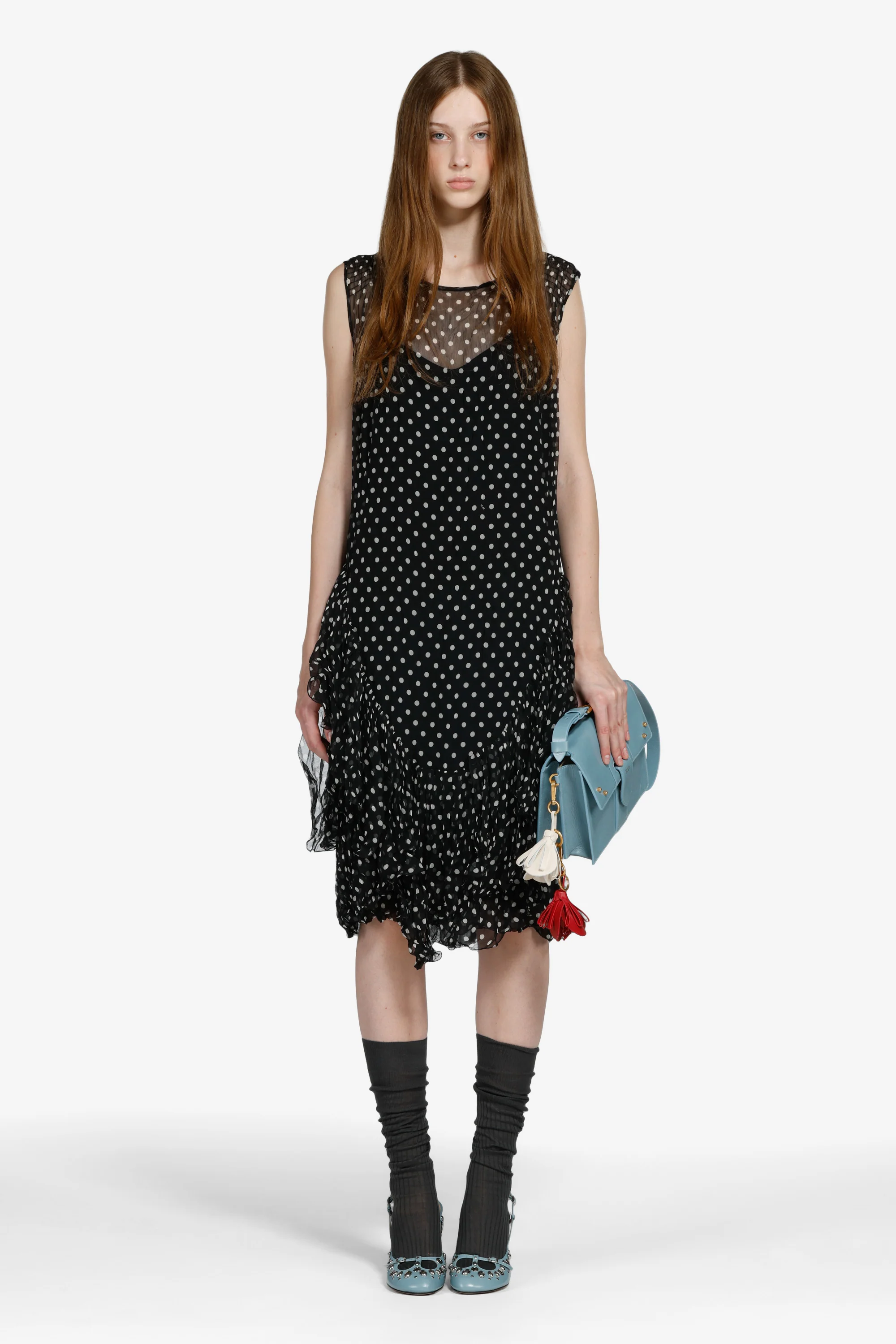 Vestito a pois con balze